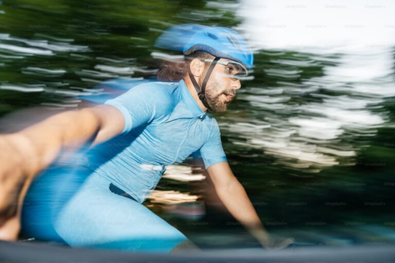 Cyclist sprinting maximum power effort