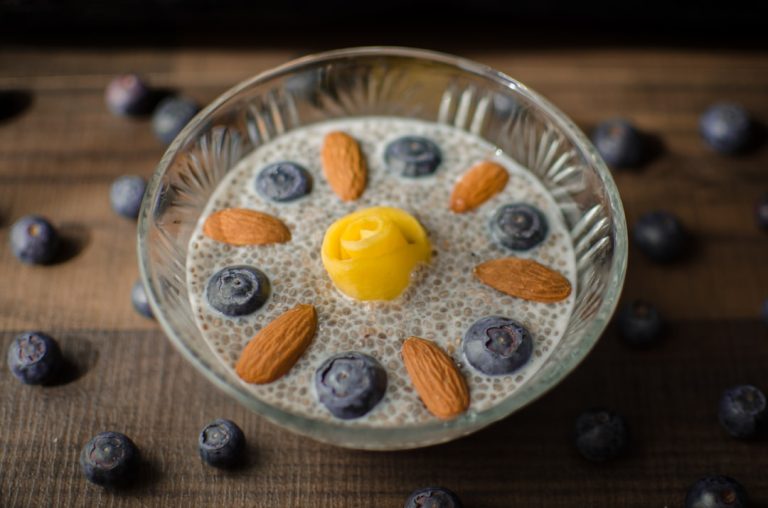 Overnight Chia Protein Pot with Mango and Toasted Coconut